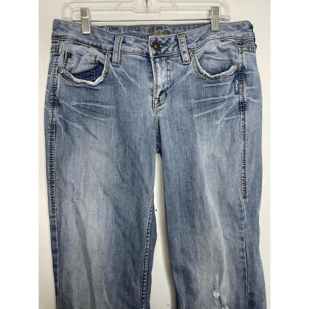 Vintage Silver Jeans Womens 32 Long Country Y2K Low Rise Lola Boot Light Wash - Picture 6 of 11